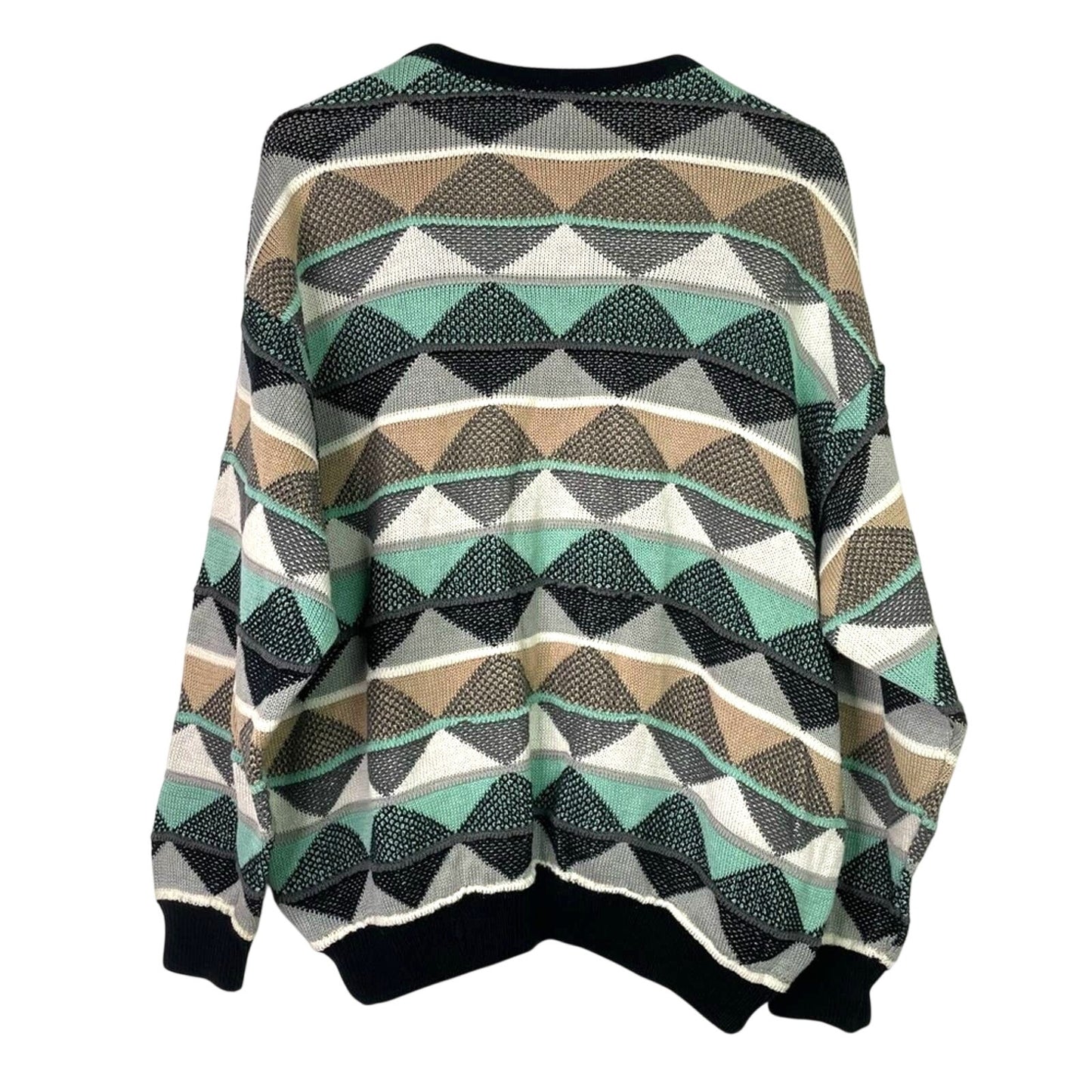Coogi | Knit Sweater Black Green White Triangle Print Large
