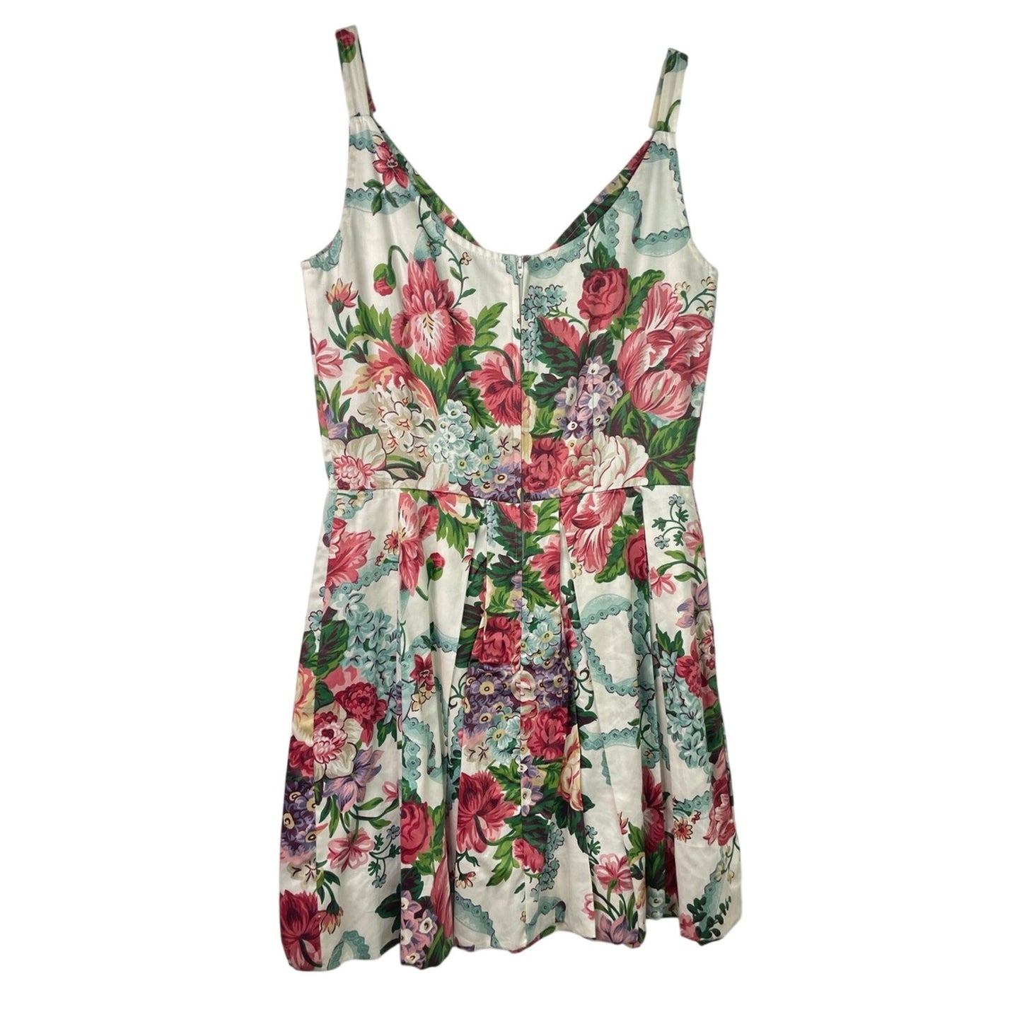 Vintage Floral Sundress in White with Pink & Green Bouquet Lace Whimsy Large