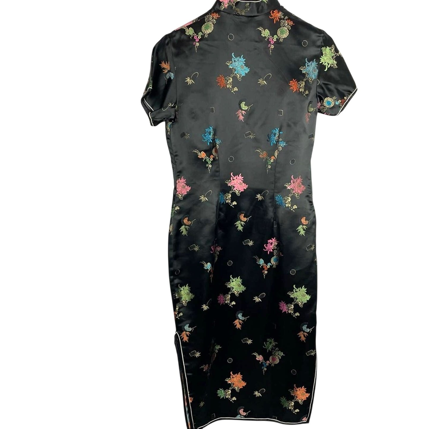 Vintage | Black Silky Cheongsam Dress Asian Style Evening Dress