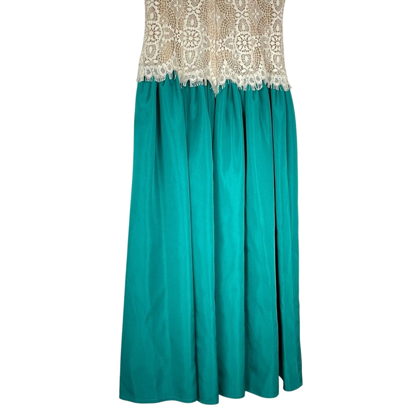 House of Bianchi | Vintage Lace Dress Off the Shoulder Formal Green Skirt