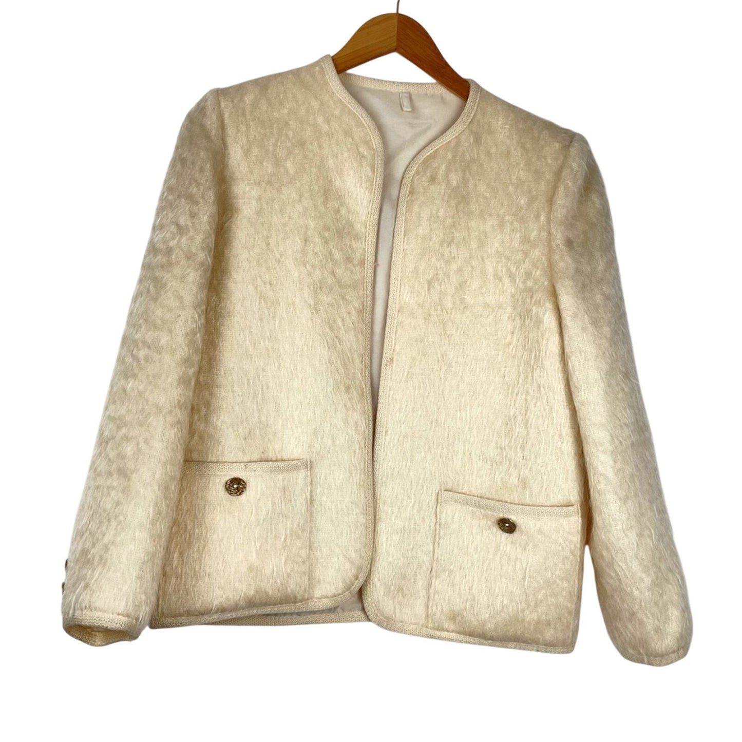Vintage Wool Mohair Jacket Scotland Cream M