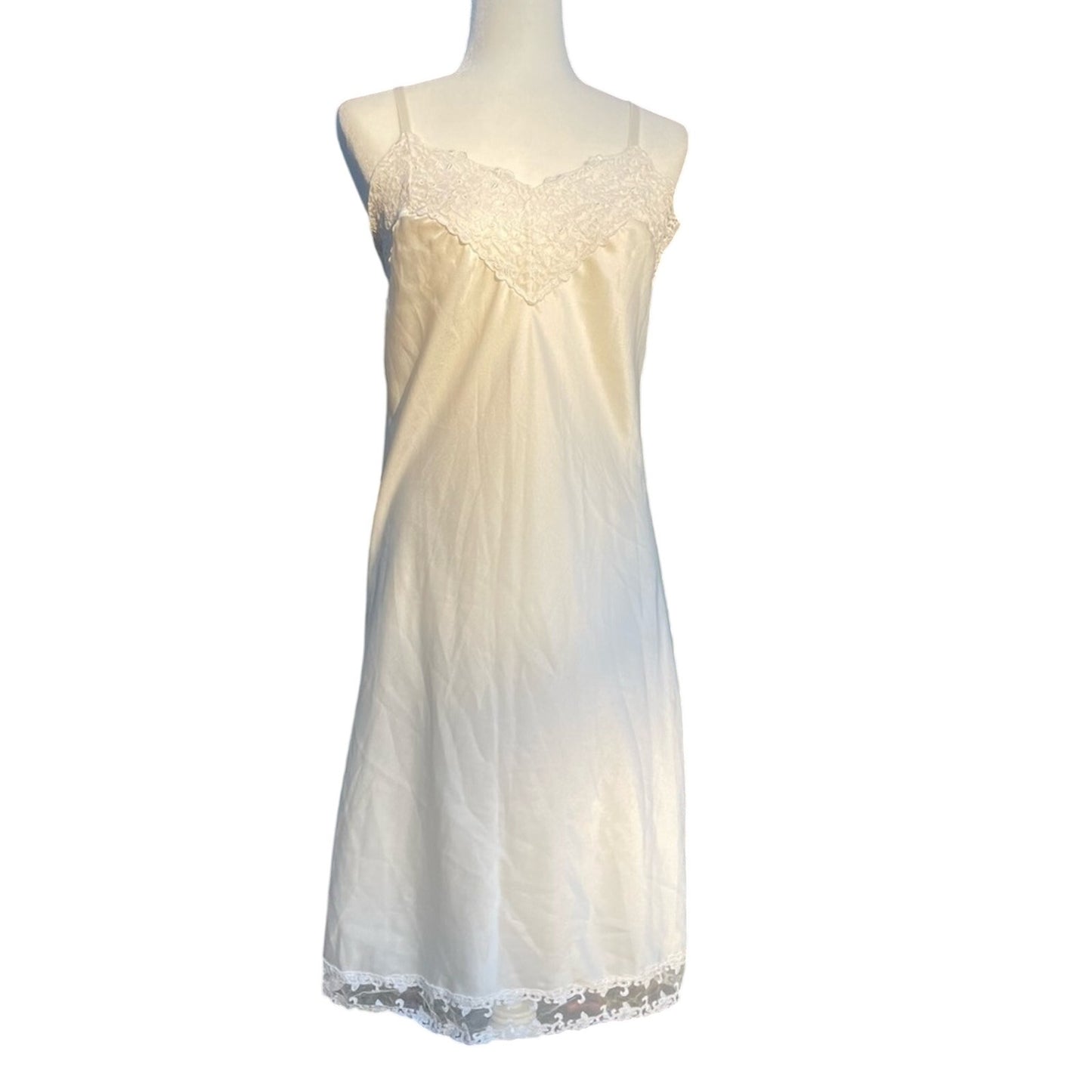 Vintage Lace Slip Satiny White Japanese Lace