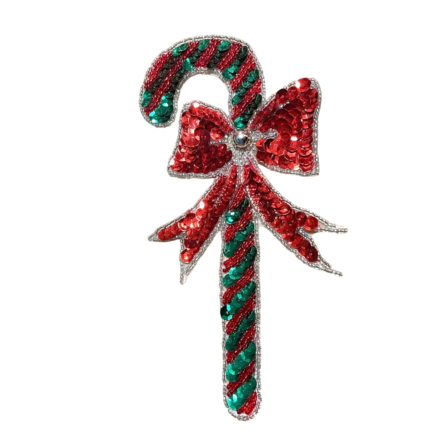 Sequin Candy Cane Patch Vintage Holiday Christmas