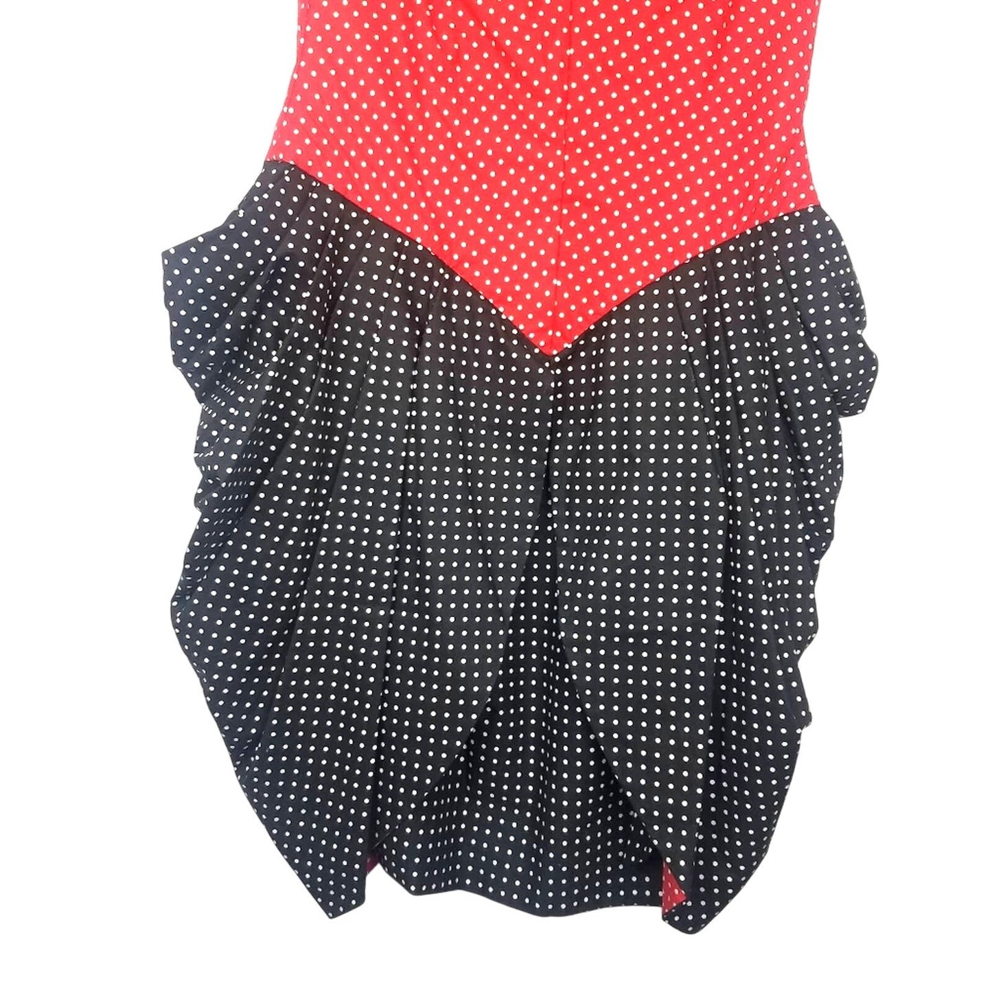 Vintage | Red & Black Polka Dot Dress Bustle Skirt 1980s Mini Mouse