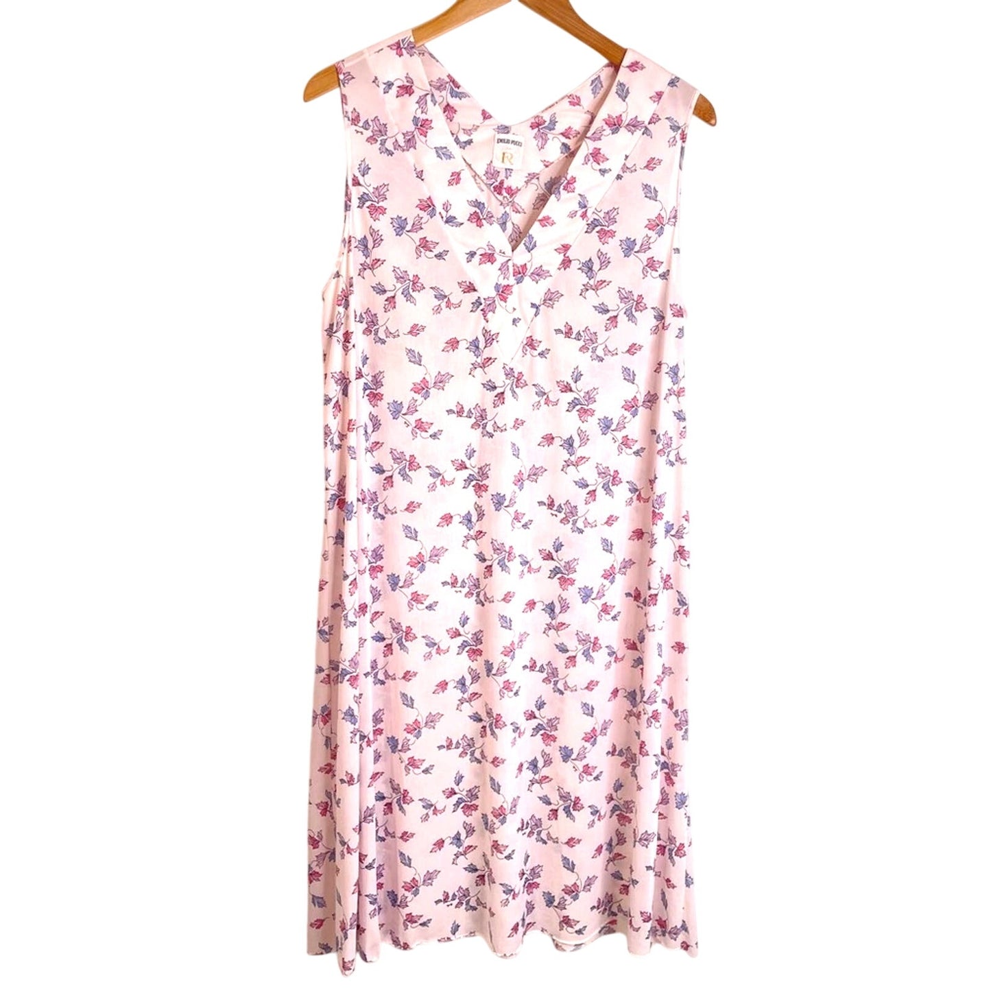 Emilio Pucci Nylon Dress Off White Leaf Pattern Night Dress