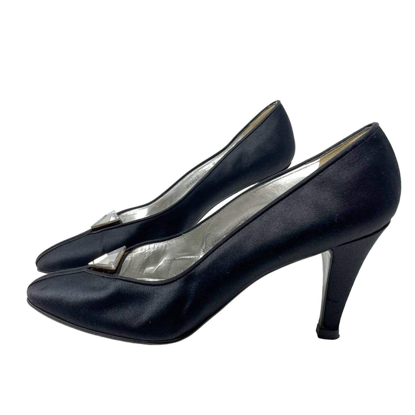 YSL | Black Pump Heels Jeweled Saint Laurent 9.5 Vintage