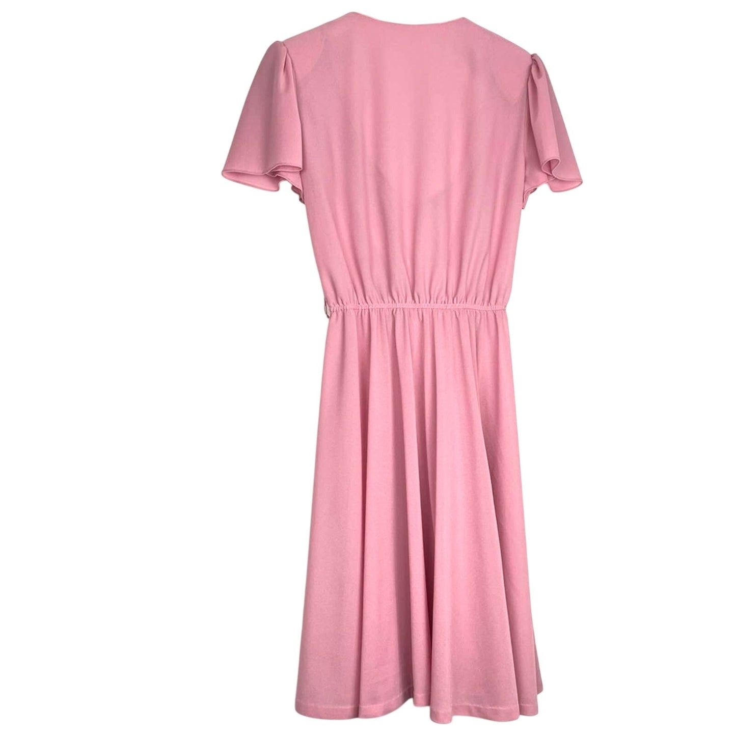 Vintage | 70s Pink Draped Dress Grecian Style Movable Flower