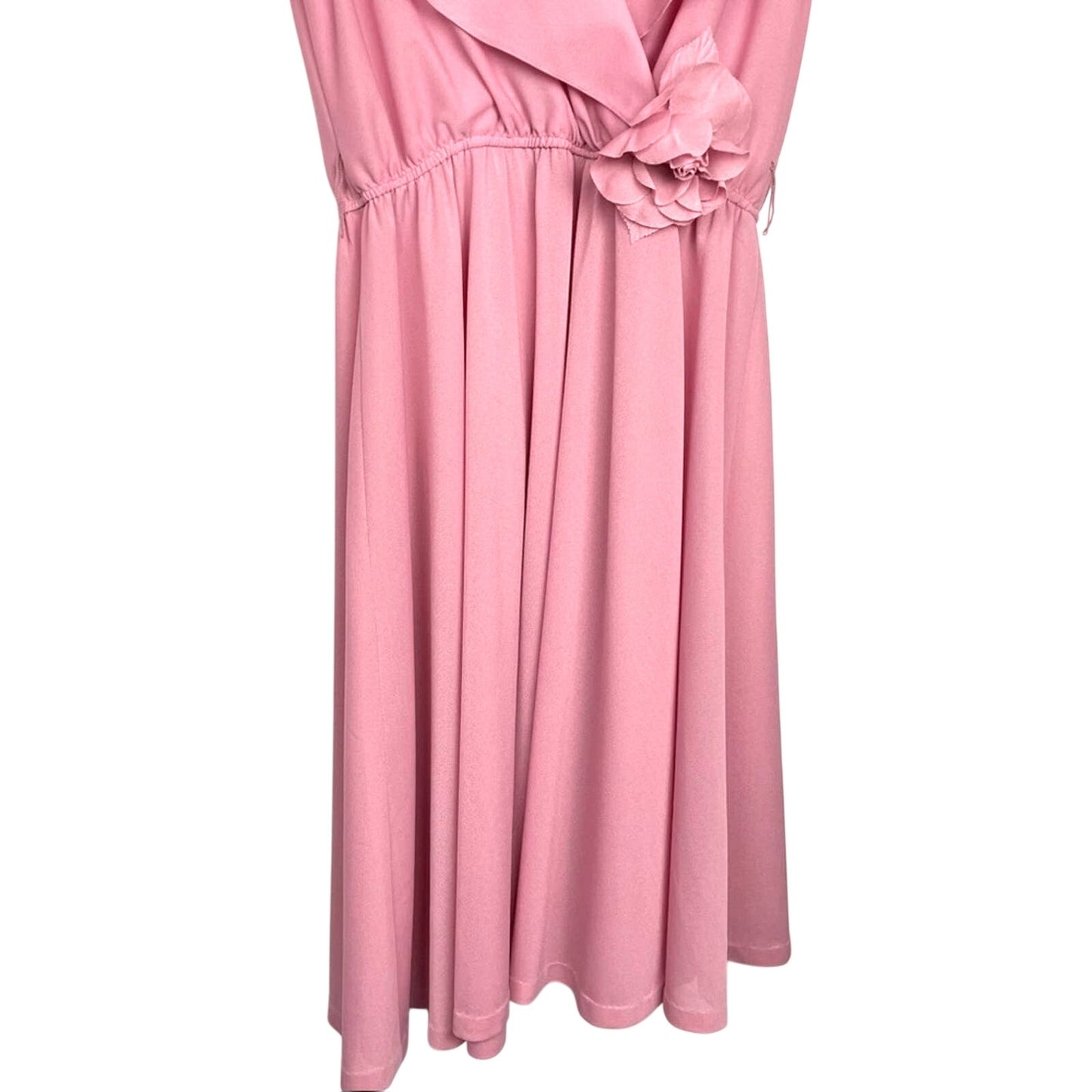 Vintage | 70s Pink Draped Dress Grecian Style Movable Flower