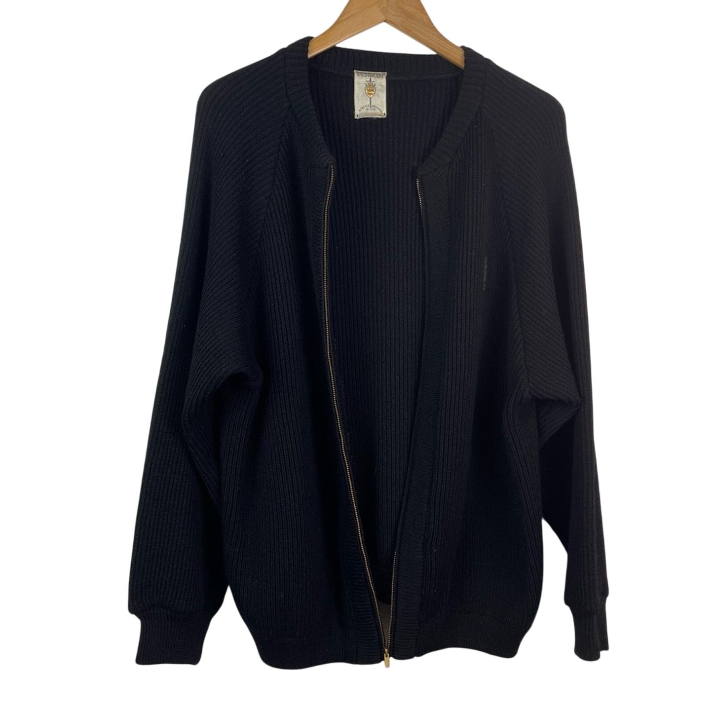 Vintage Wool Cardigan Sweater Black Penguin Seattle Knitt 1940s