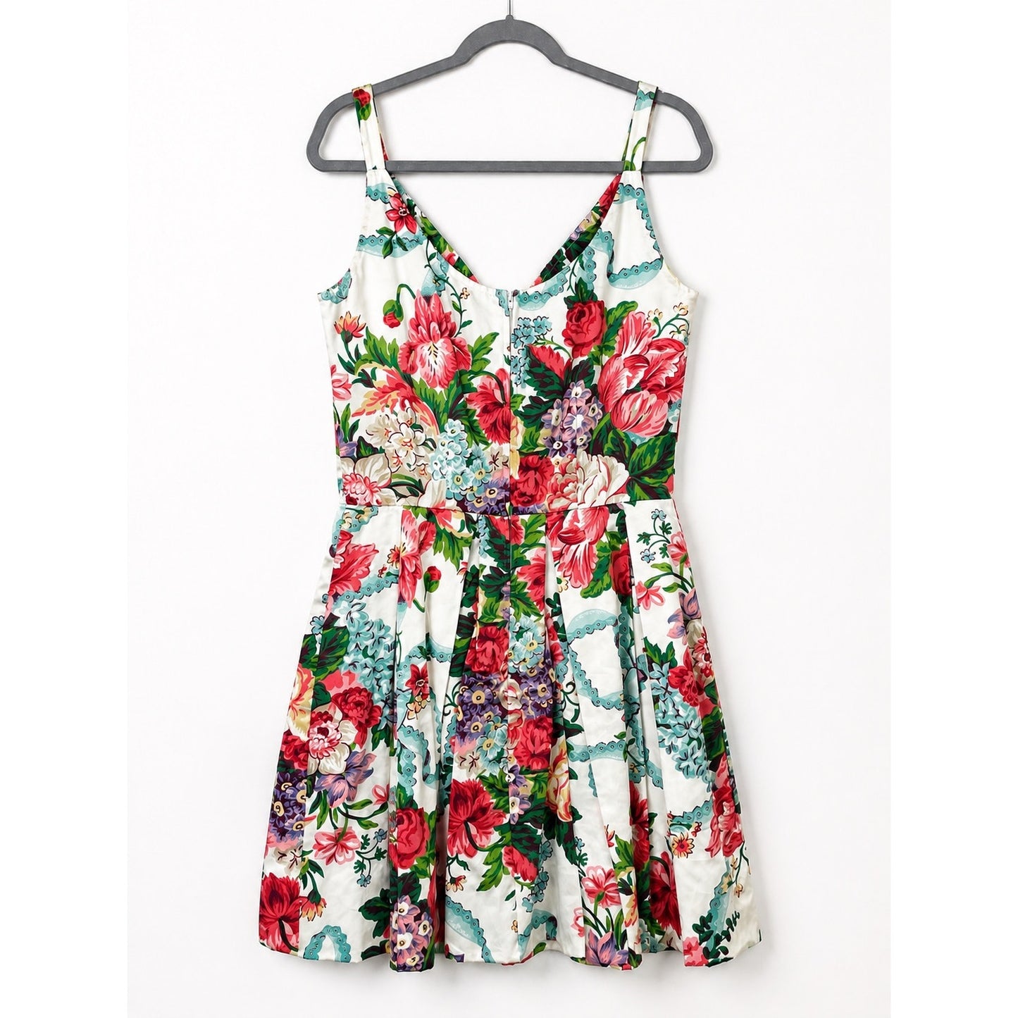 Vintage Floral Sundress in White with Pink & Green Bouquet Lace Whimsy Large