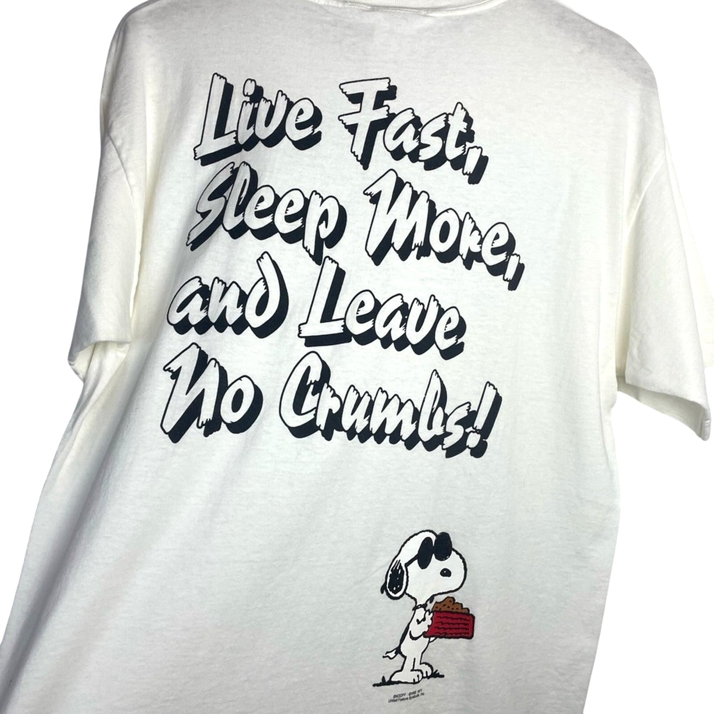 White Snoopy Graphic T-Shirt Vintage Leave No Crumbs Deadstock Medium