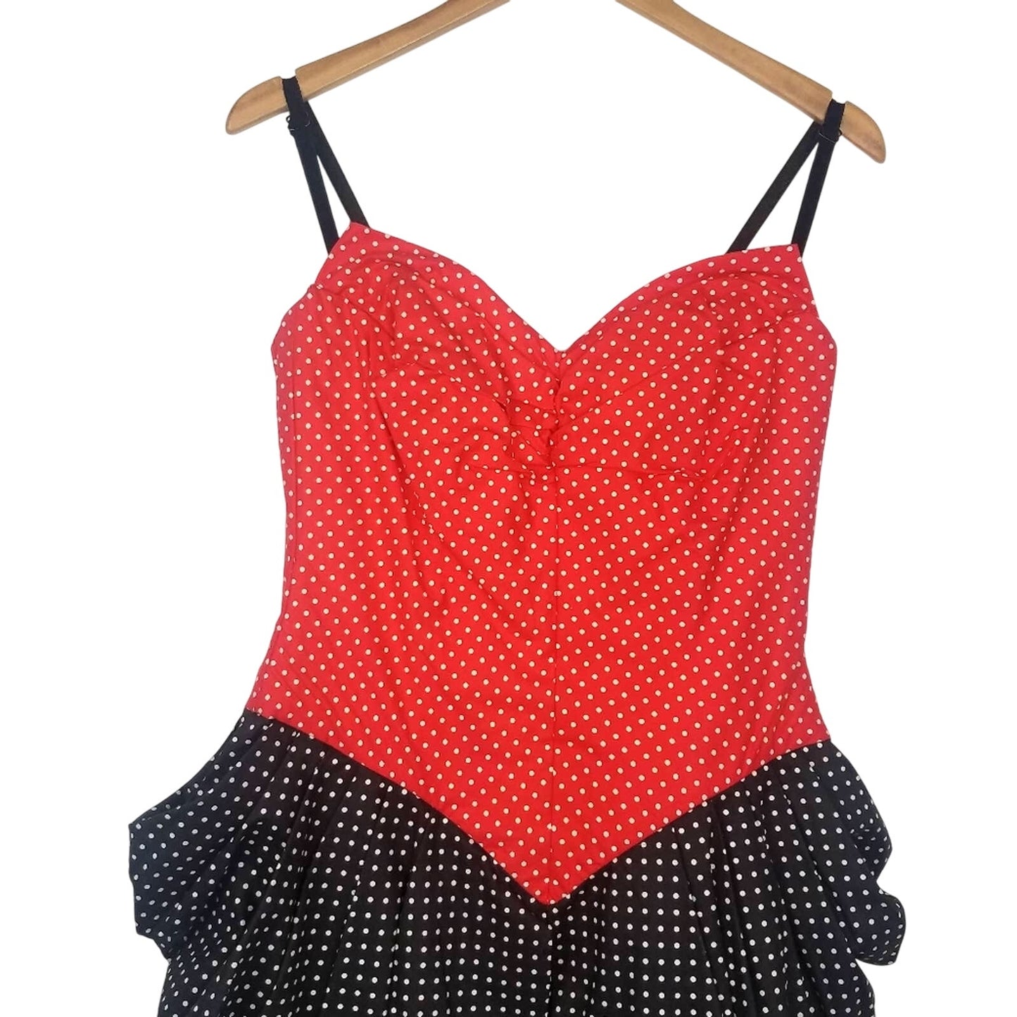 Vintage | Red & Black Polka Dot Dress Bustle Skirt 1980s Mini Mouse