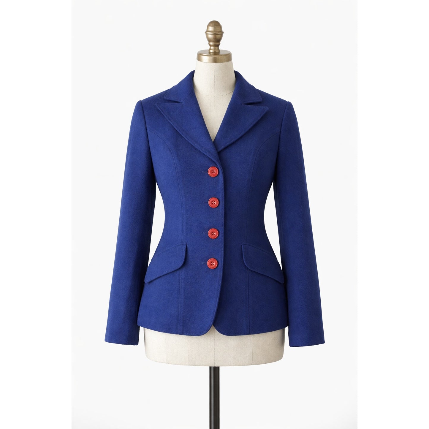 Wool Blue Blazer Red Buttons Vintage James Smart Medium