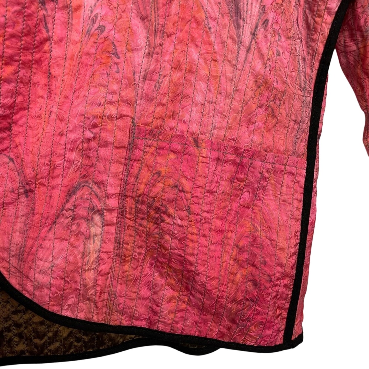 Quilted Silk Jacket Vintage Pink Orange Medium Reversible