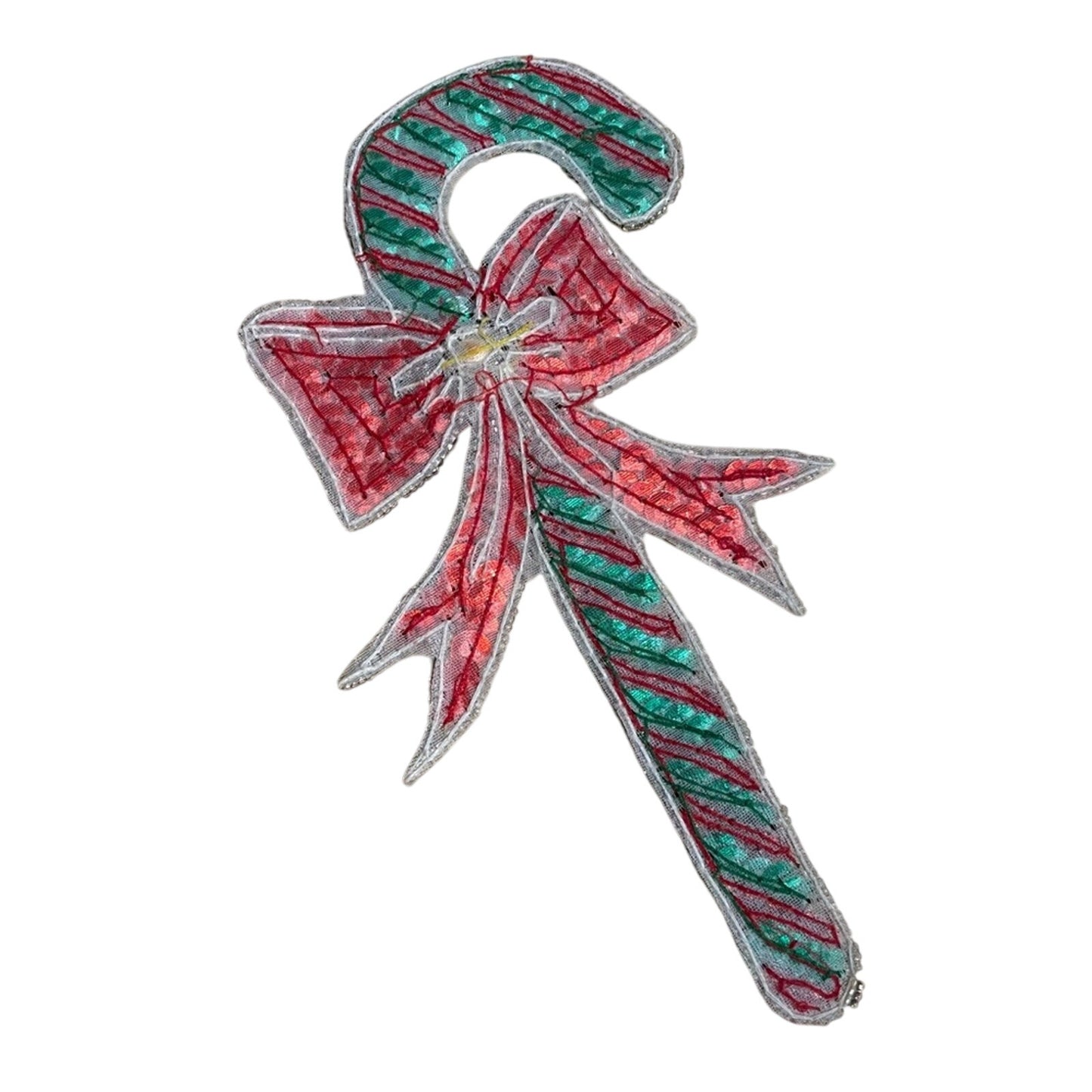 Sequin Candy Cane Patch Vintage Holiday Christmas