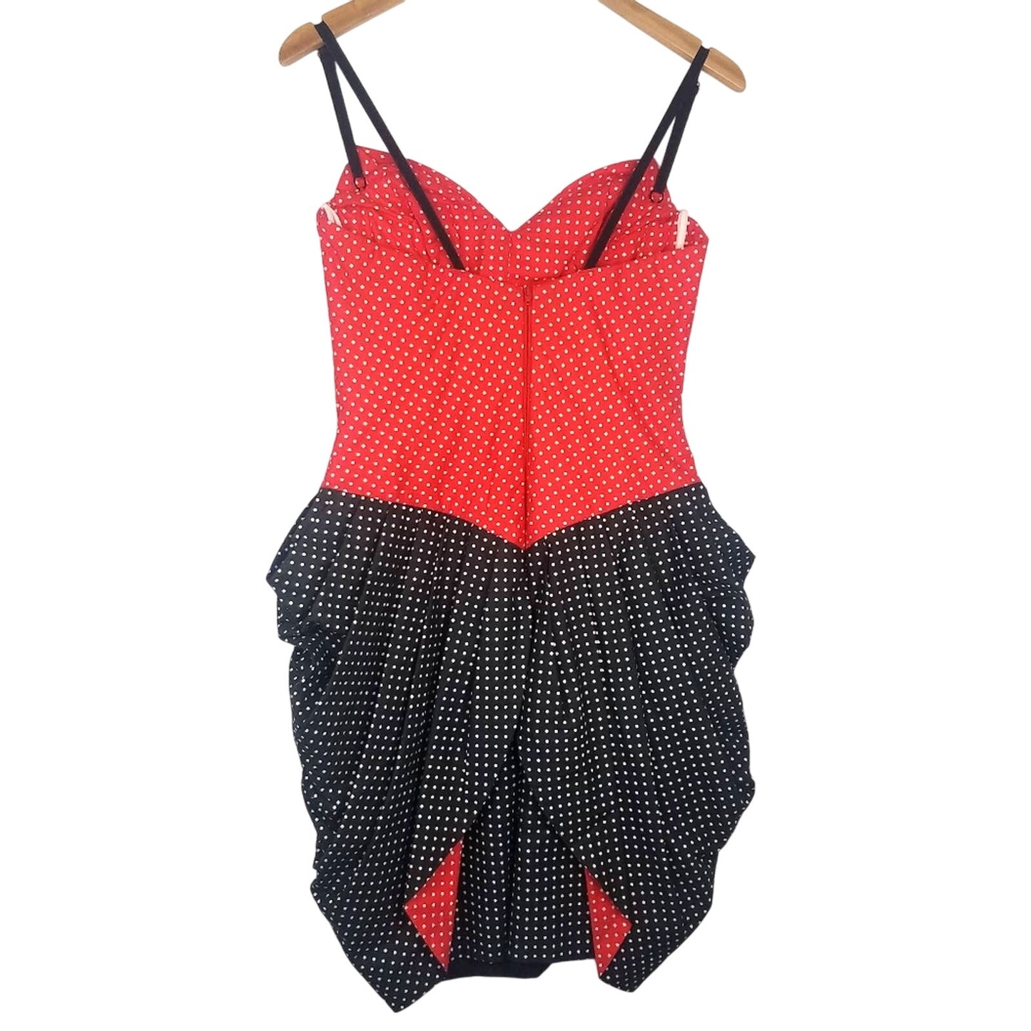Vintage | Red & Black Polka Dot Dress Bustle Skirt 1980s Mini Mouse