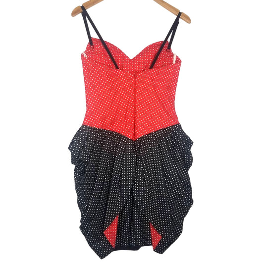 Vintage | Red & Black Polka Dot Dress Bustle Skirt 1980s Mini Mouse