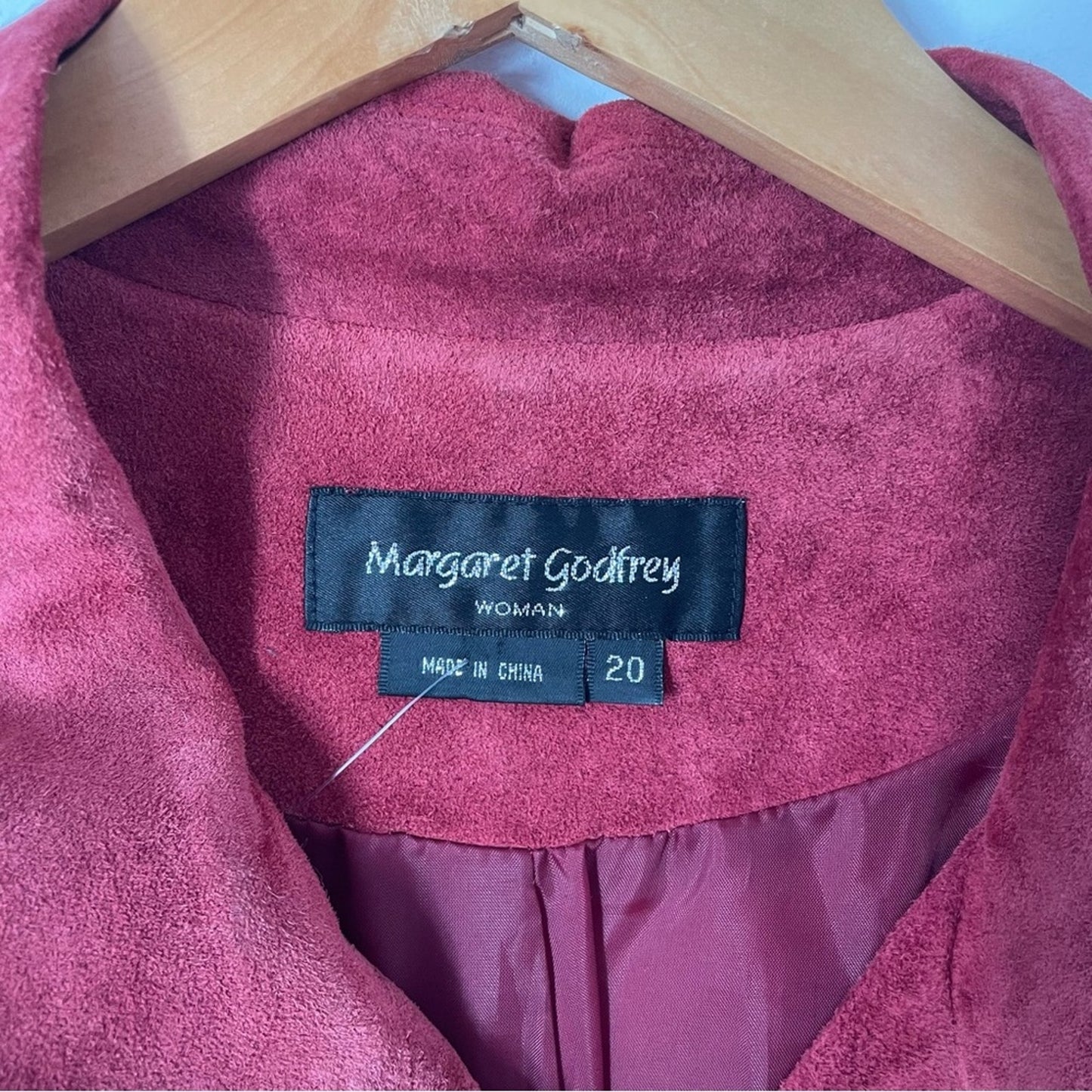 Vintage Suede Jacket Maroon Red Buttons Leather