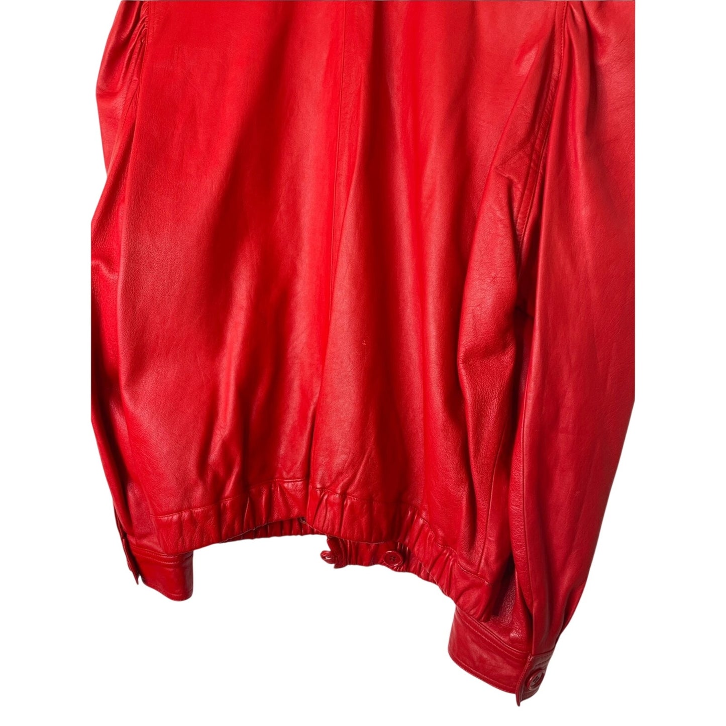 Red Leather Puff-Sleeve Jacket 1980s Vintage