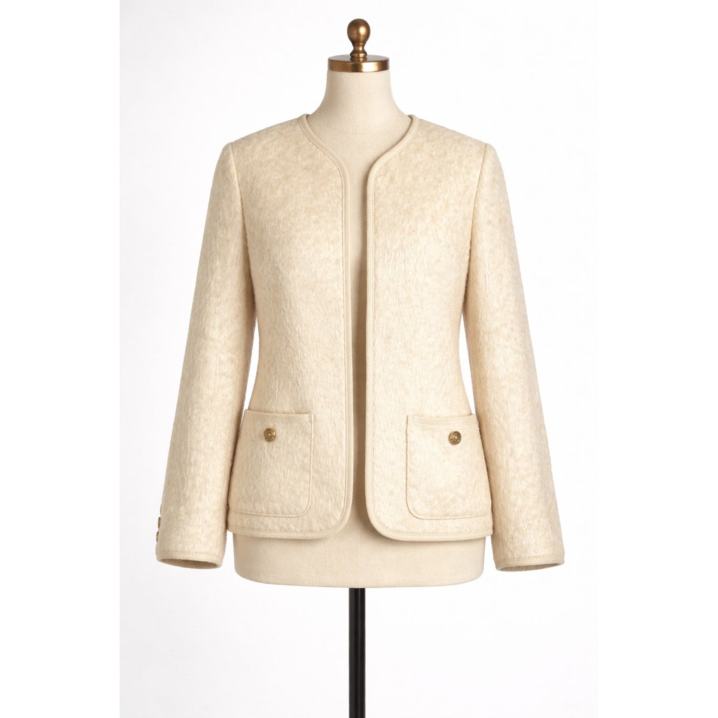 Vintage Wool Mohair Jacket Scotland Cream M