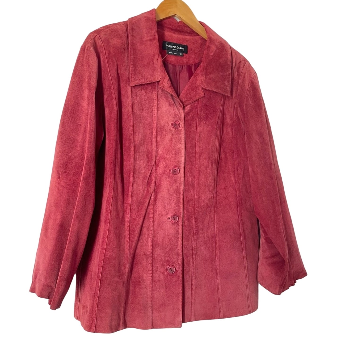 Vintage Suede Jacket Maroon Red Buttons Leather