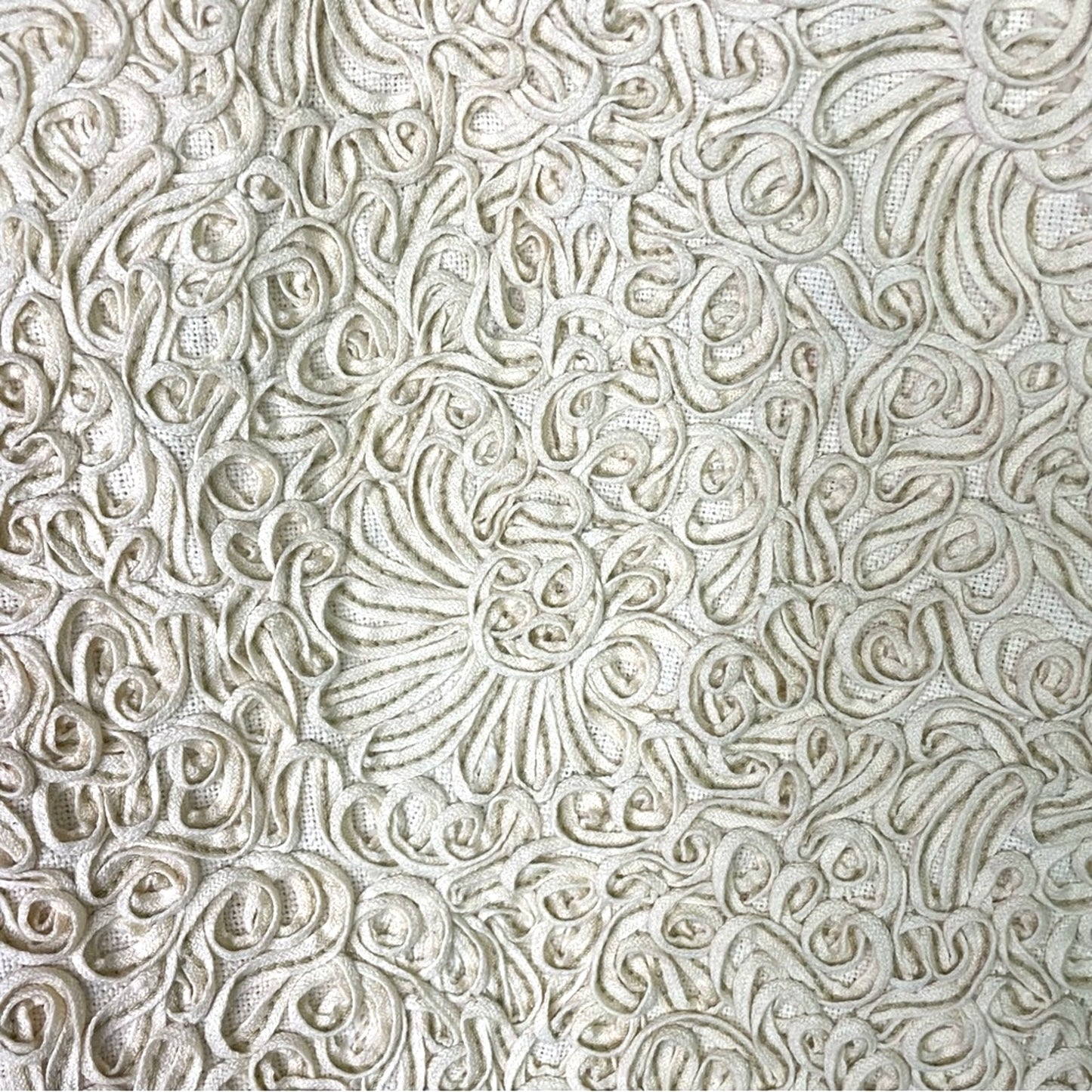 Vintage Cream Vest Ribbon Squiggle Floral Pattern M