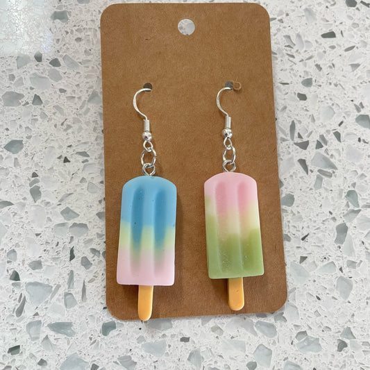 Green Blue & Pink Popsicle Earrings