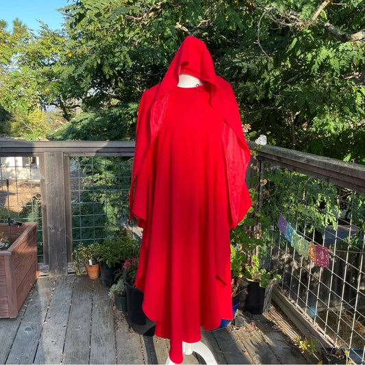 Red Cape Long with Hood Costume Little Red Riding Hood One Size