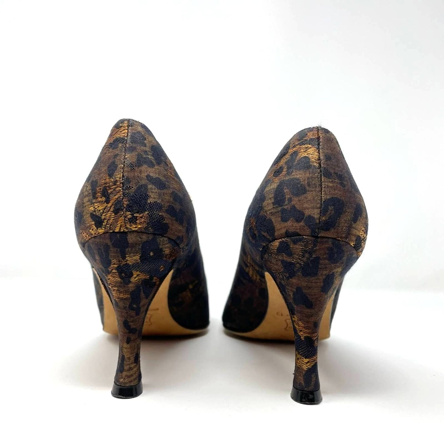 Vintage Leopard Print Heels 6.5 Unusual Shape Heel Pumps