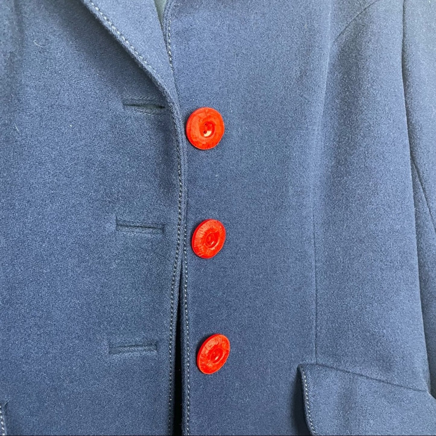 Wool Blue Blazer Red Buttons Vintage James Smart Medium