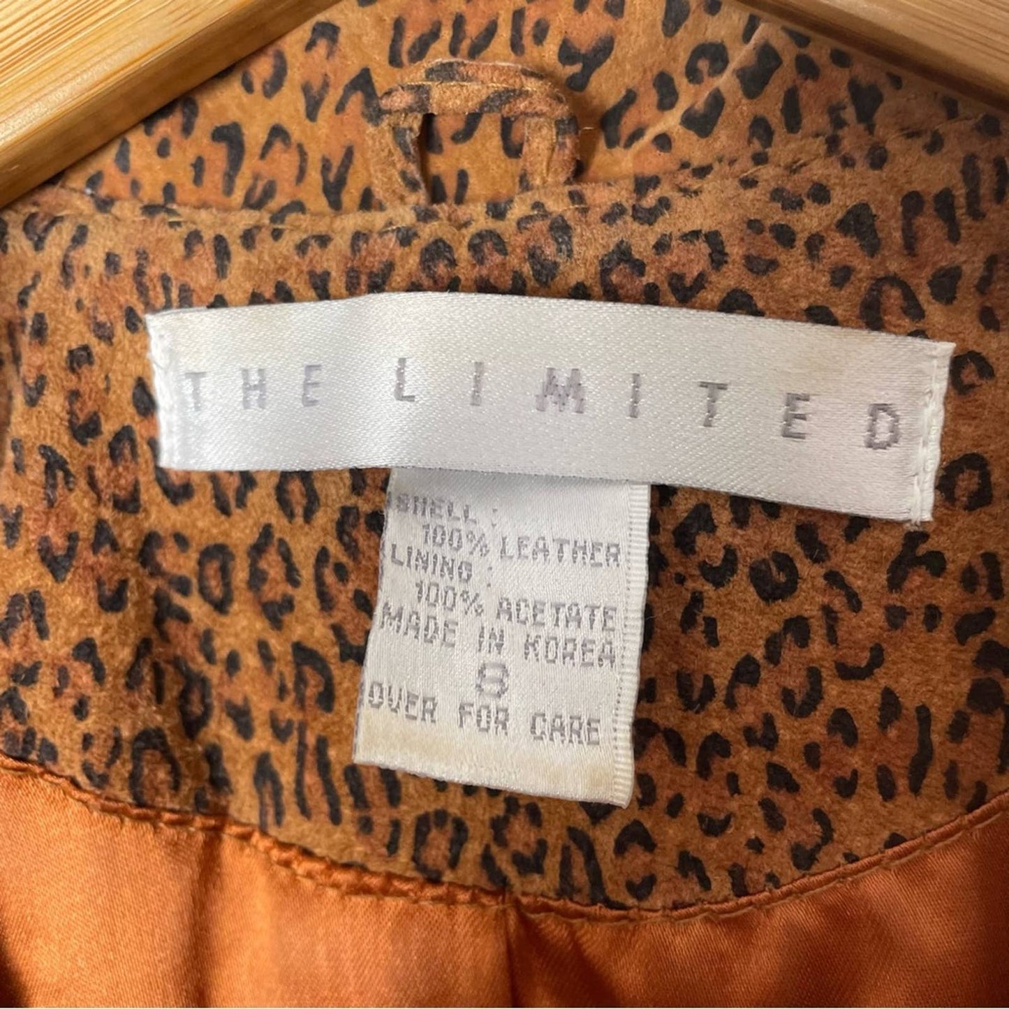 Vintage Suede Leopard Print Jacket Brown Tan Pearl Button S