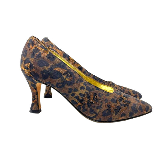 Vintage Leopard Print Heels 6.5 Unusual Shape Heel Pumps