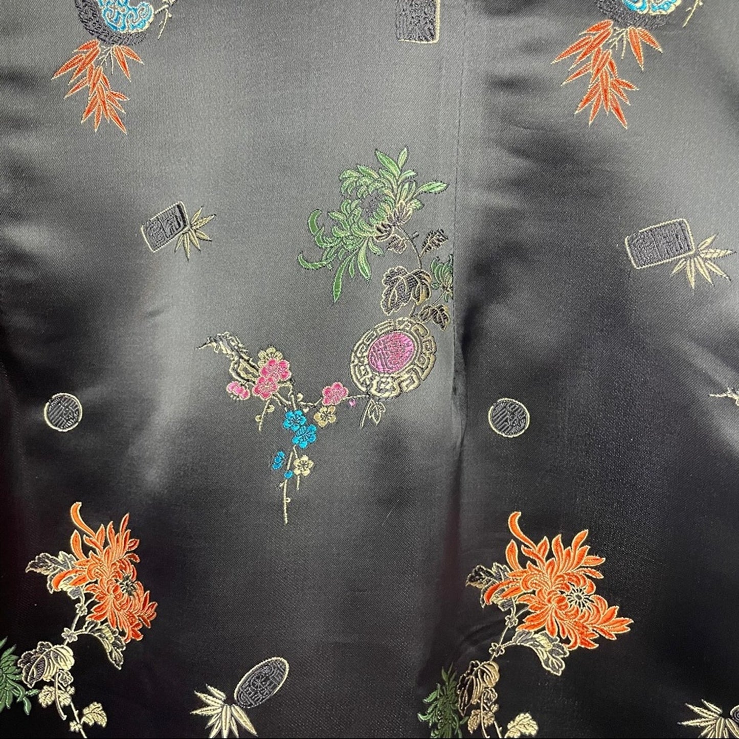 Vintage | Black Silky Cheongsam Dress Asian Style Evening Dress