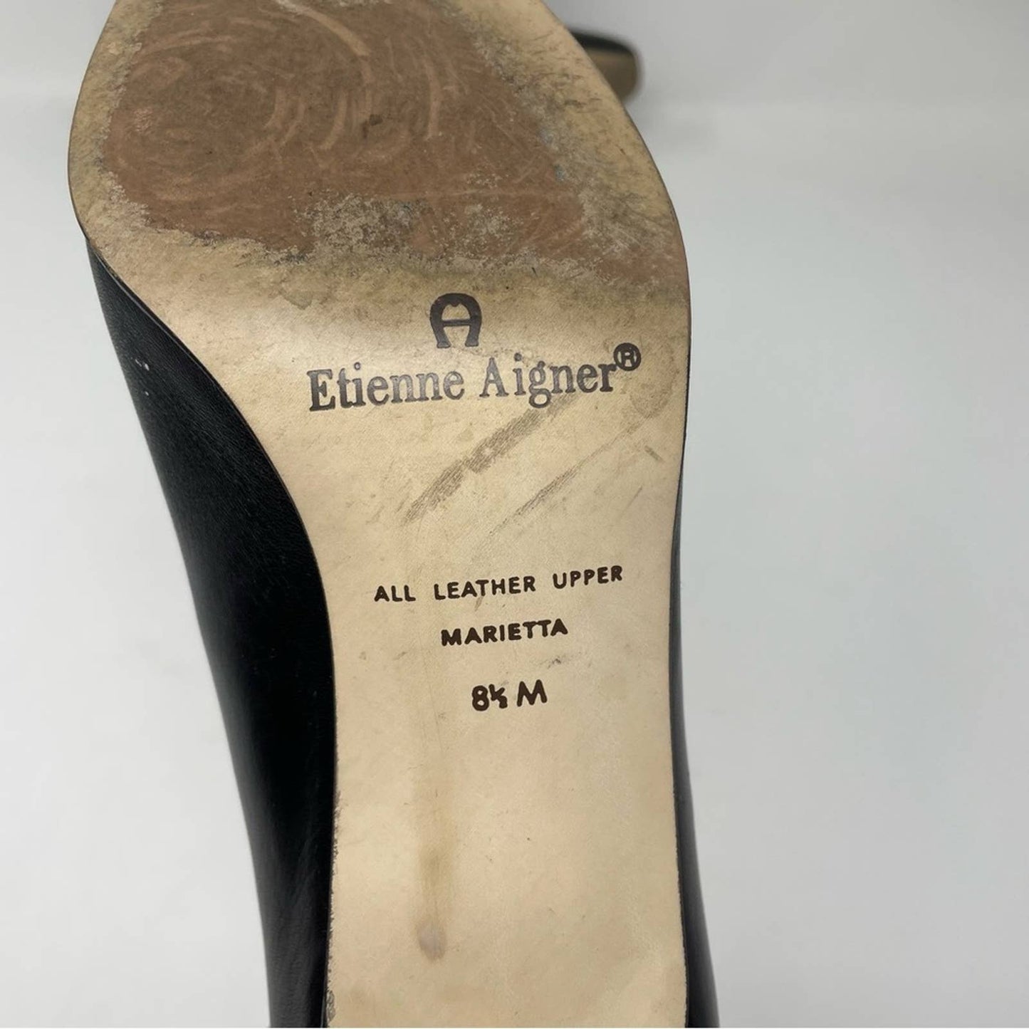 Etienne Aigner Black Leather Heels Vintage 8.5