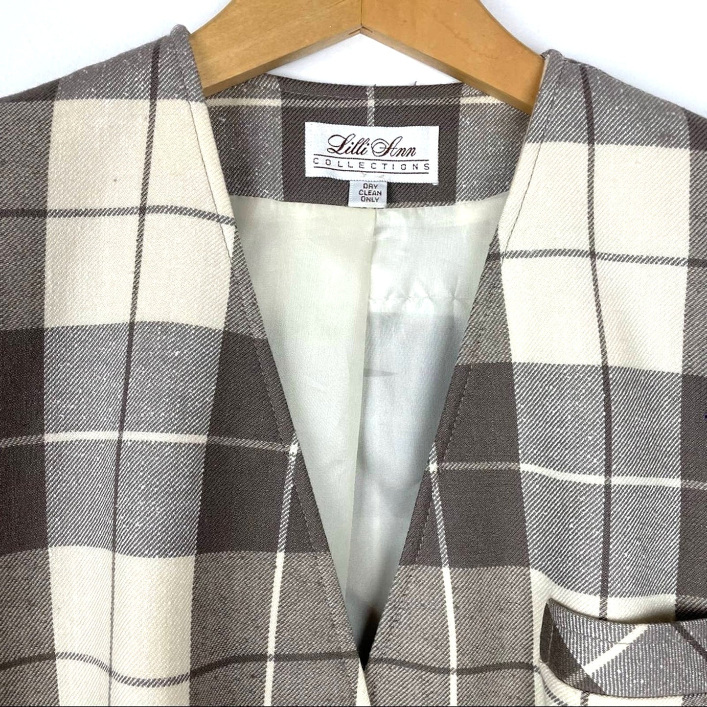 Vintage Plaid Blazer Gray White Structured 1980s/ 90s Clueless Lilli Ann