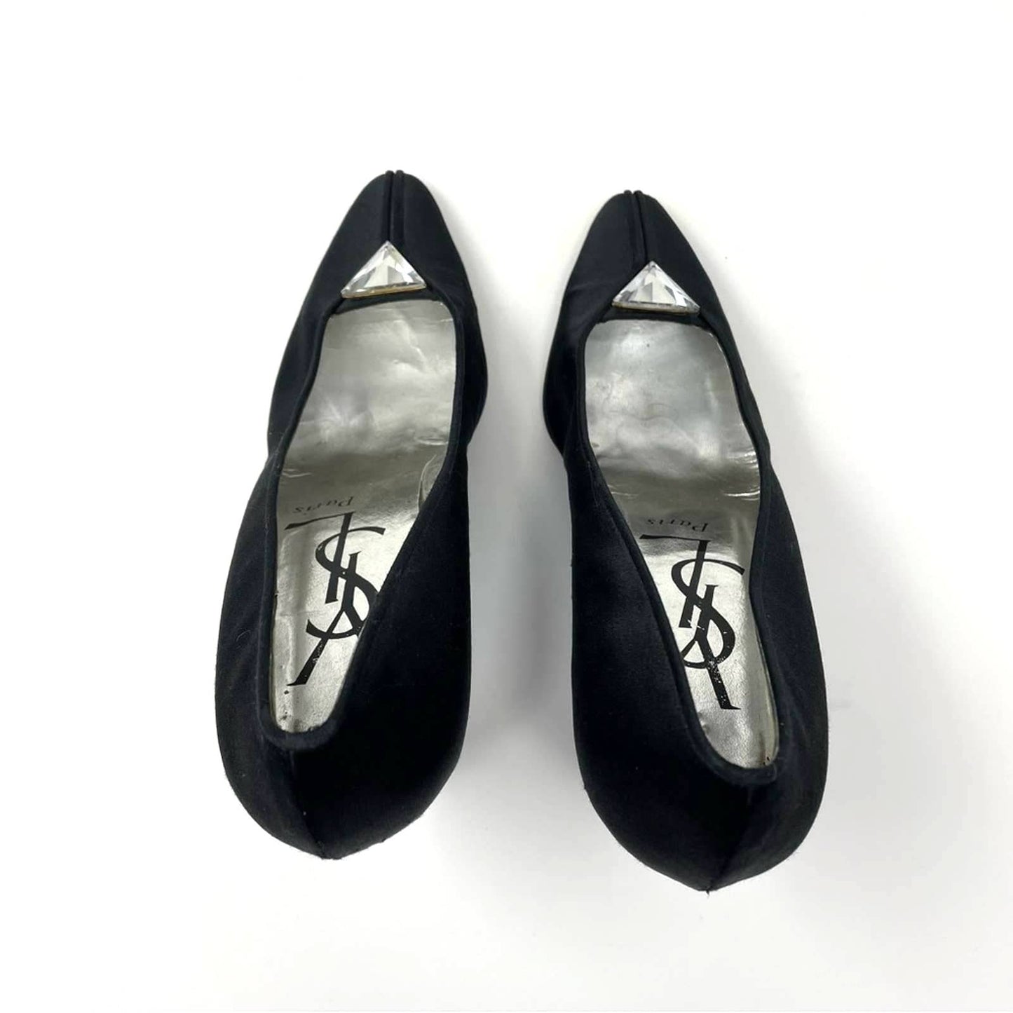 YSL | Black Pump Heels Jeweled Saint Laurent 9.5 Vintage