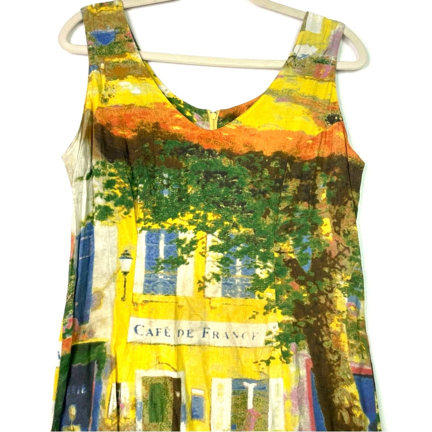 Jams World | French Cafe Print Sleeveless Dress Rayon