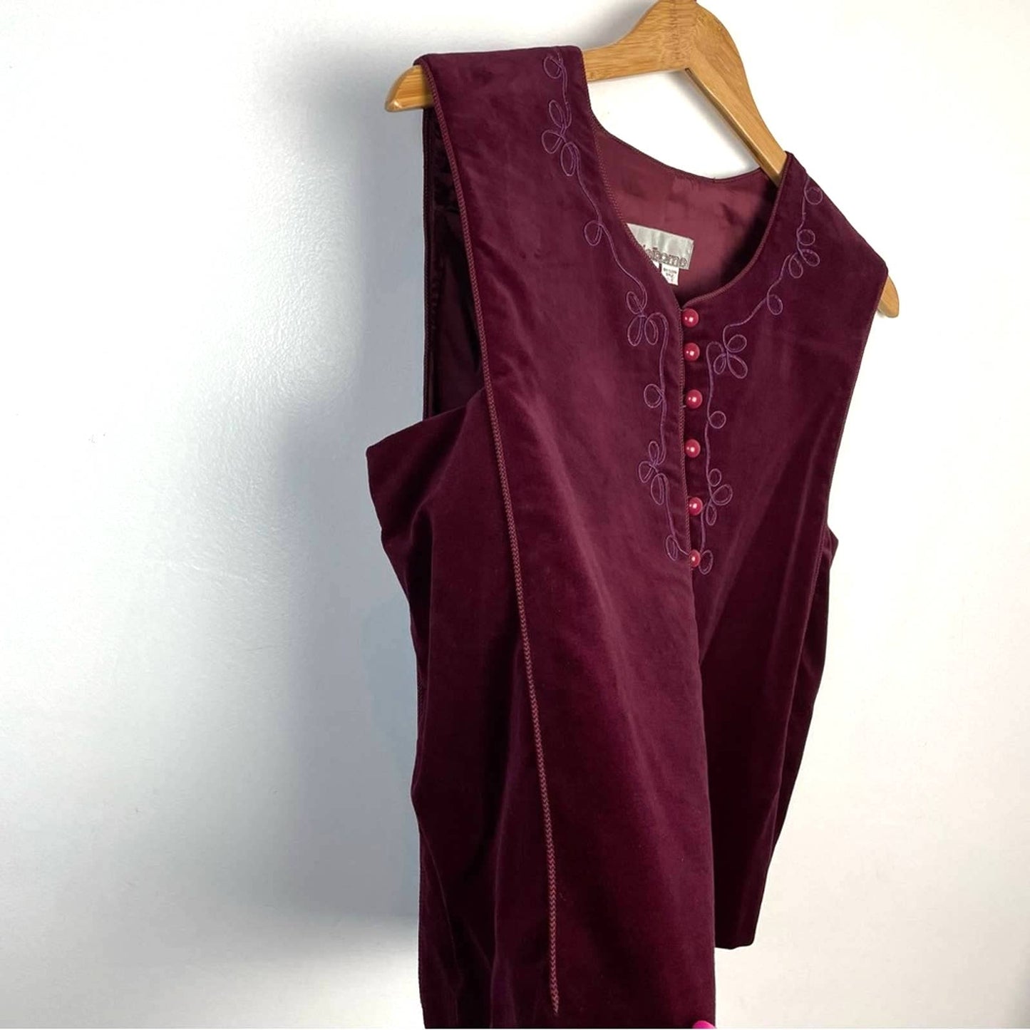 Vintage Liz Claiborne Velvet Maroon Two Piece Skirt Suit 1970s