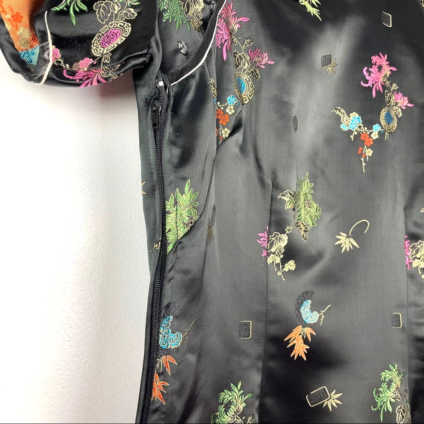 Vintage | Black Silky Cheongsam Dress Asian Style Evening Dress