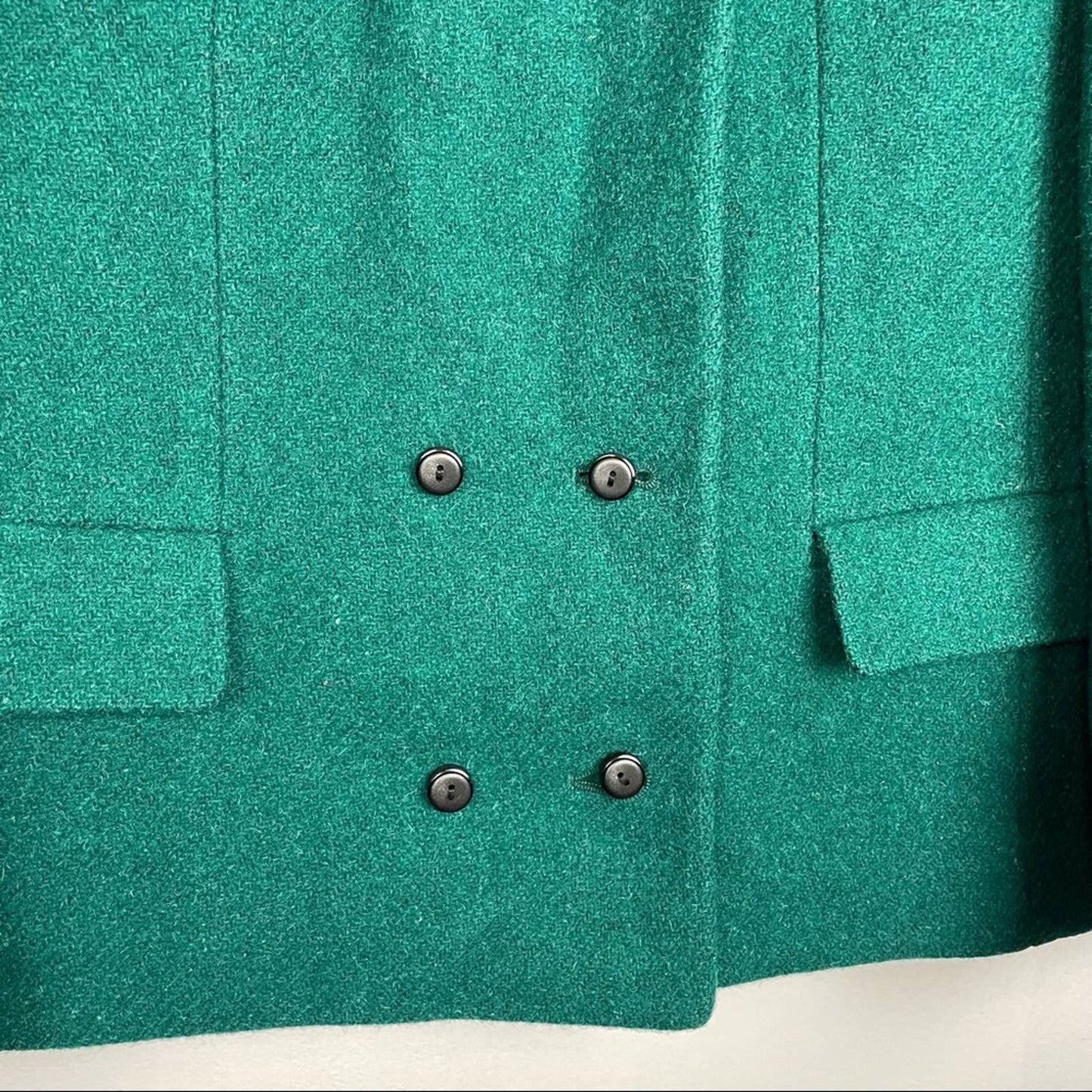 Vintage Green Wool & Real Fur Collar Jacket 1960s