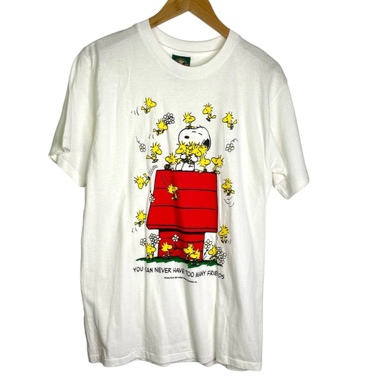 Snoopy T Shirt Vintage White Woodstock Never Have Too Many Friends Men Med Unisex