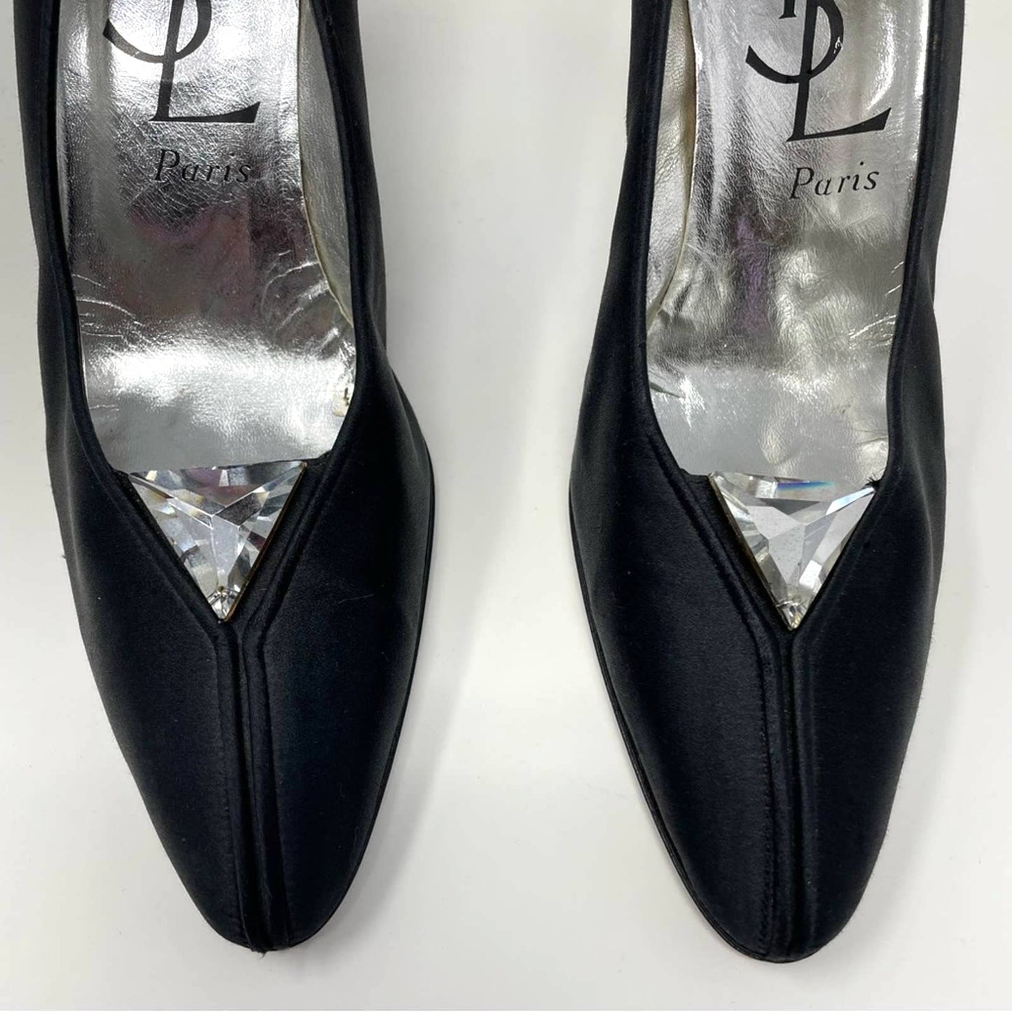 YSL | Black Pump Heels Jeweled Saint Laurent 9.5 Vintage