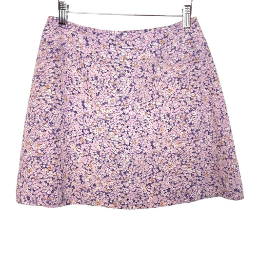 Vintage Floral Mini Skirt Pink Purple Small