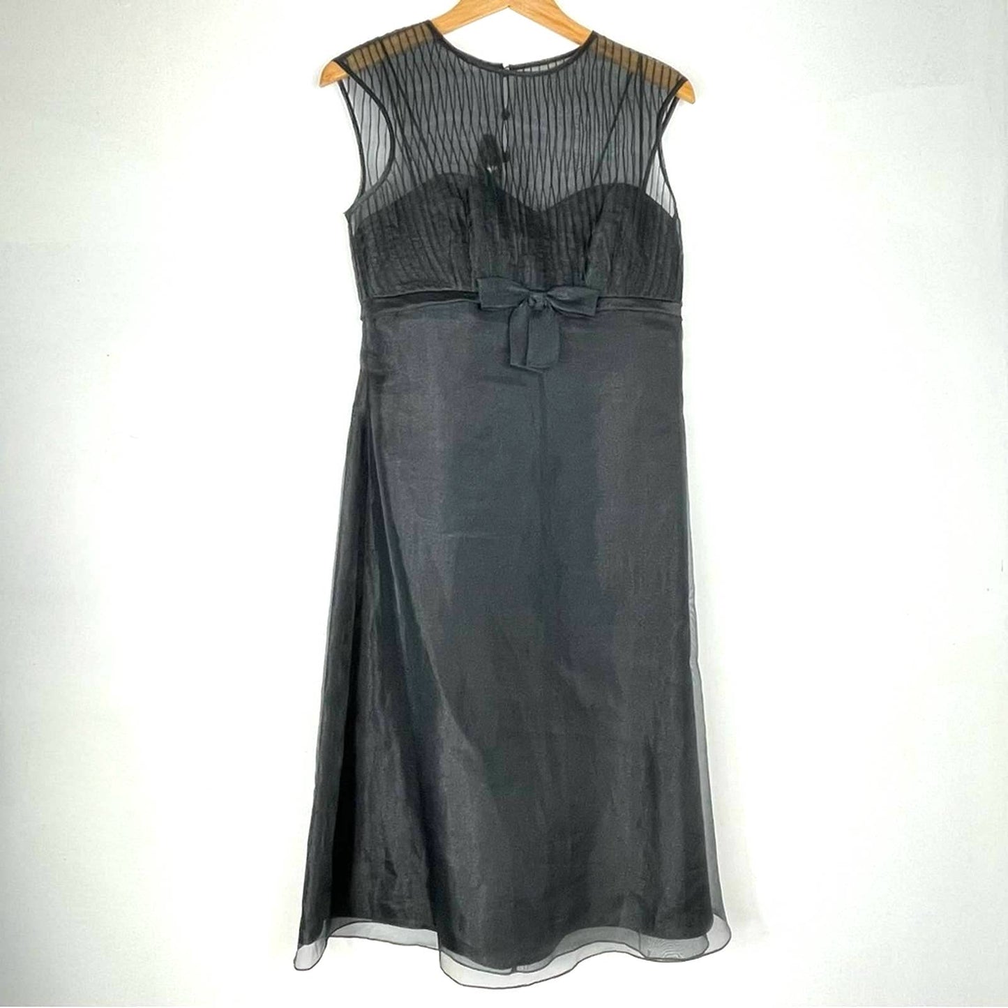 Vintage Black Cocktail Dress with Bow Sheer Top 8