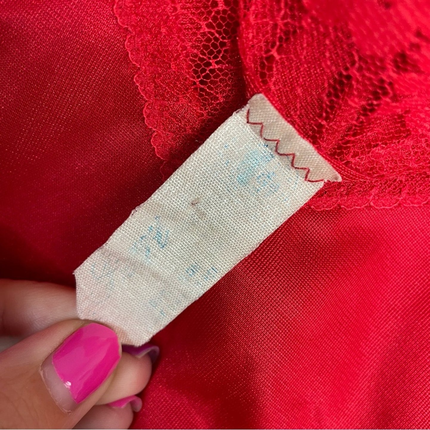 Vintage Red Lace Satin Tank Top Lingerie Cami Small