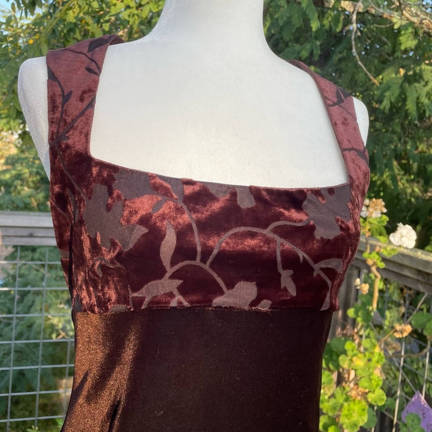 Vintage Brown Velvet Maxi Dress 90s Y2K