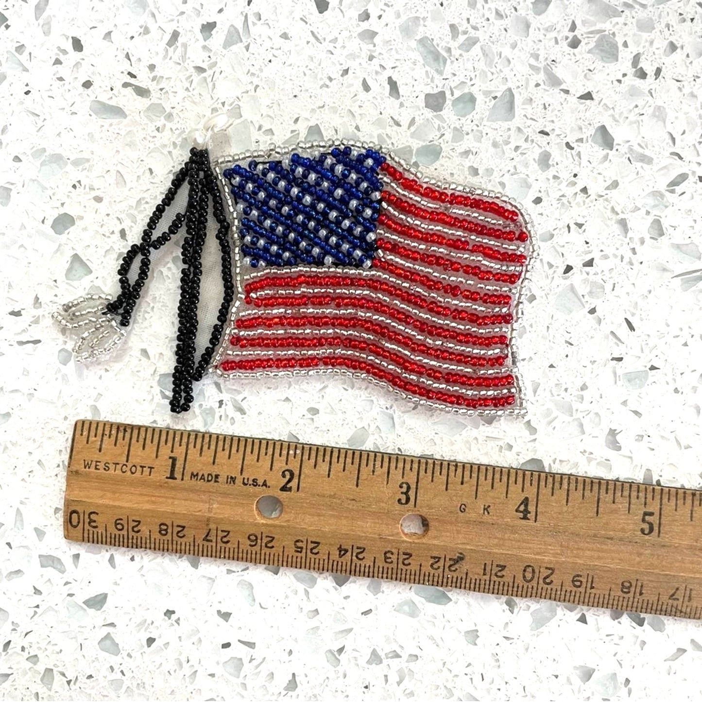Vintage American Flag Sequin Pin Red White Blue