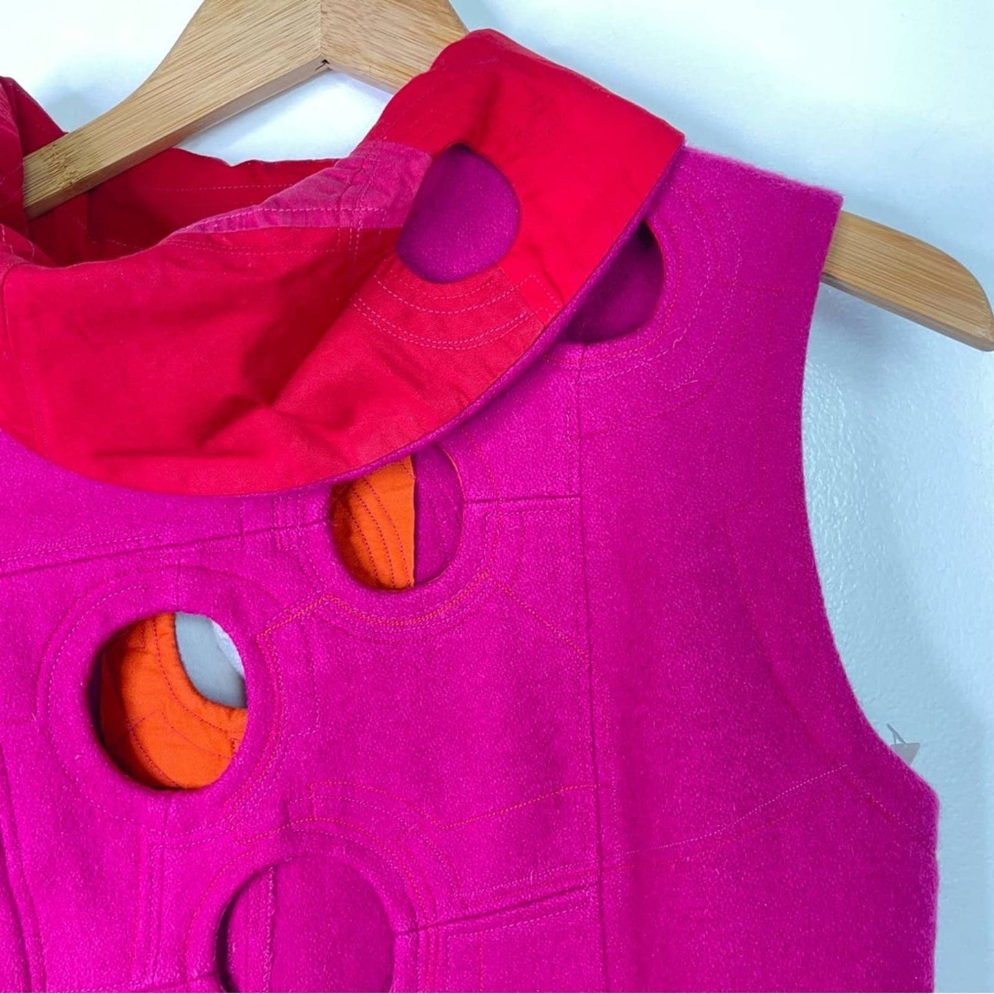 Pink and Red Top Unique Futuristic Bright Tank Top Felt Structured