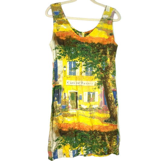 Jams World | French Cafe Print Sleeveless Dress Rayon