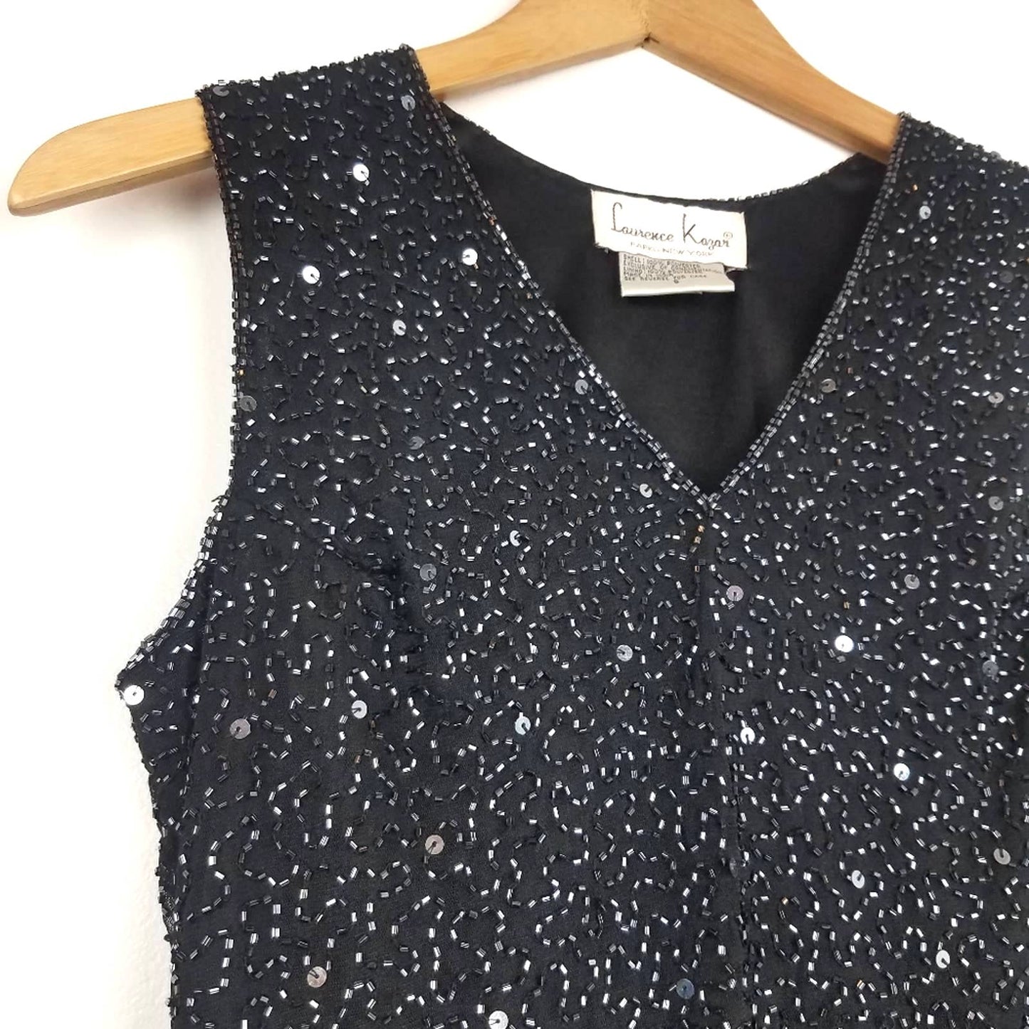 Vintage Laurence Kezar | Beaded Sequin Black Tank